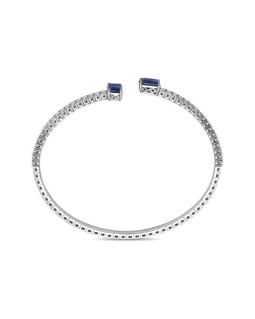 Forever Creations USA Inc. Blue Forever Creations 14K 2.85 Ct. Tw. Diamond & Sapphire Flexible Bangle Bracelet