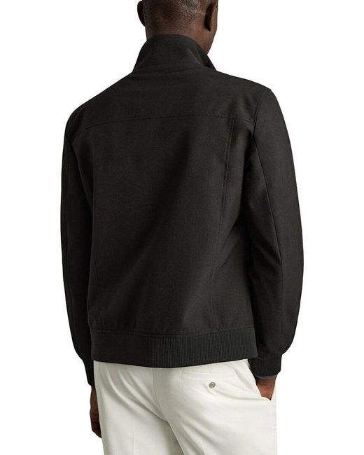 Reiss Black Rufus Zip Through Funnel Casual Jacket for men