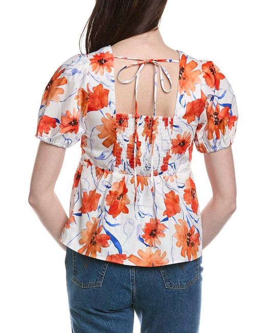 LOST AND WANDER Red Poppy Blooms Top