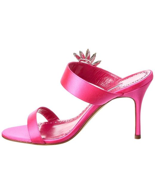 Manolo Blahnik Pink Chivela 90 Satin Sandal