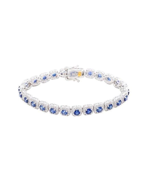 Suzy Levian White Silver 0.02 Ct. Tw. Diamond & Gemstone Bracelet