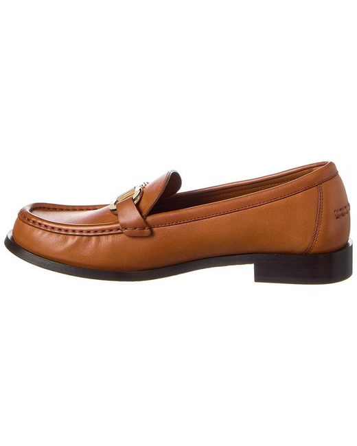 Ferragamo Brown Gancini Accent Leather Loafers
