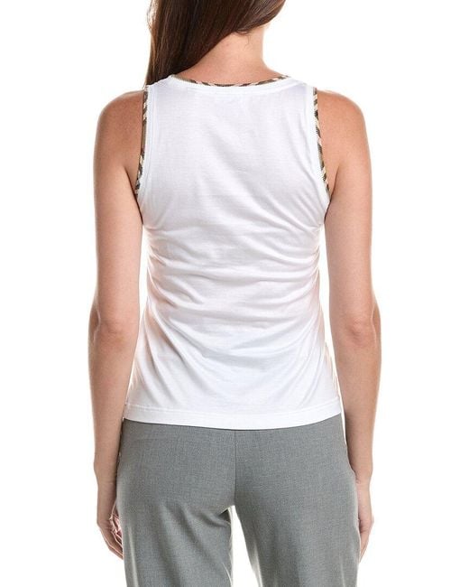 Burberry White Elyssa Check Tank Top