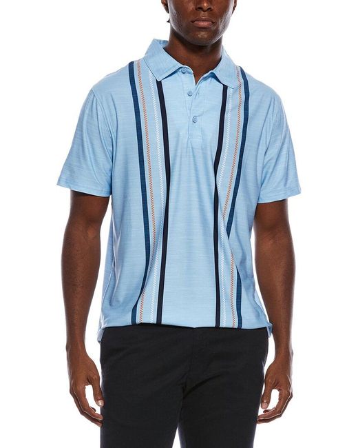 Ben Sherman Blue Checkerboard Vertical Stripe Tech Polo Shirt for men