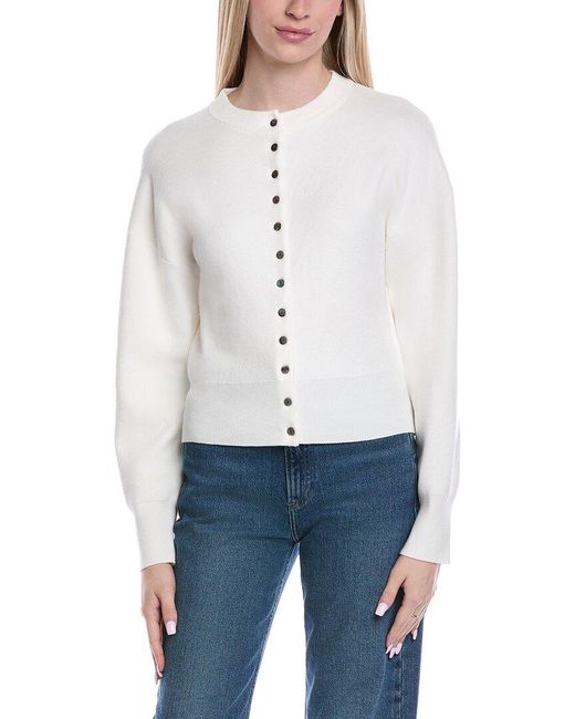 Fate White Round Neckline Cardigan