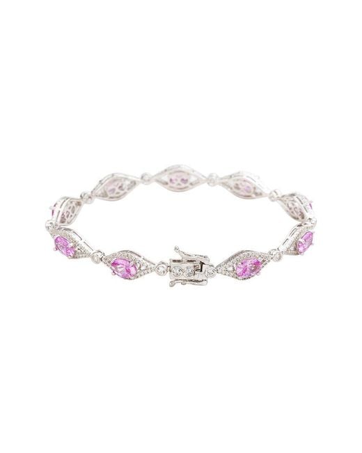 Suzy Levian White Silver 0.02 Ct. Tw. Diamond & Gemstone Bracelet