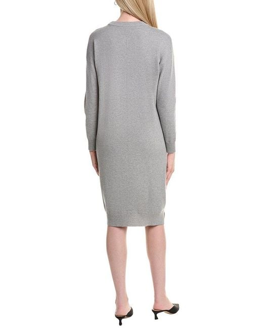Peserico Gray Wool, Silk & Cashmere-Blend Sweaterdress