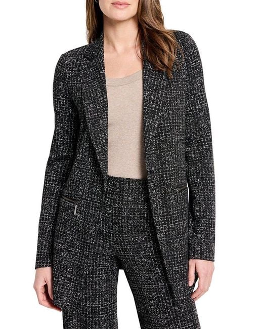 NIC+ZOE Black Dotty Grid Zip Jacket