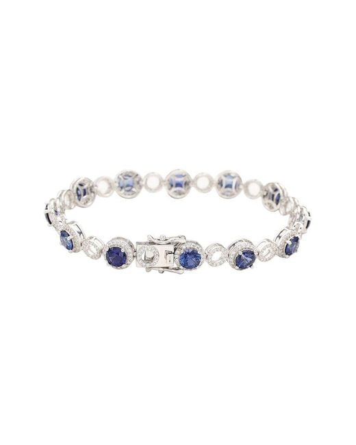 Suzy Levian White Silver 0.02 Ct. Tw. Diamond & Gemstone Bracelet