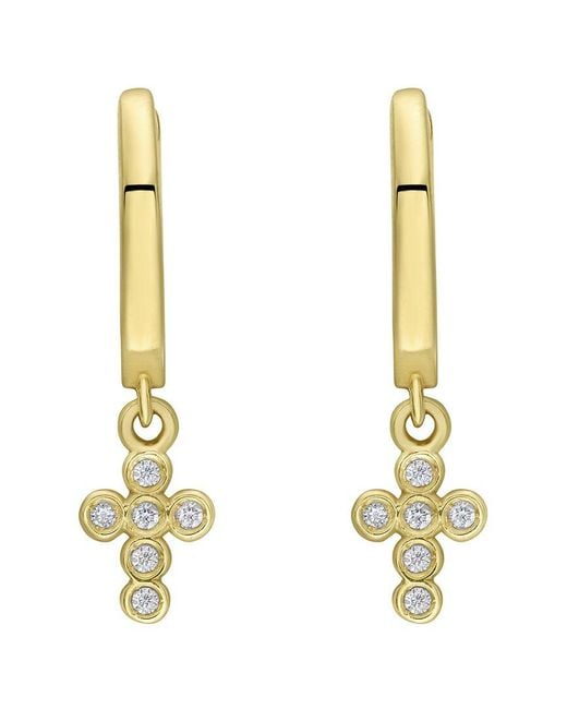 Italian Gold Metallic 14K 0.06 Ct. Tw. Diamond Cross Earrings