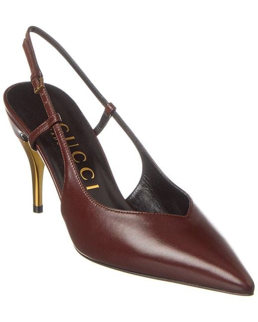 Gucci Brown Leather Slingback Pump