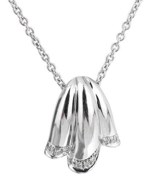 Piaget White 18K 0.20 Ct. Tw. Diamond Tulip Pendant Necklace (Authentic Pre-Owned)