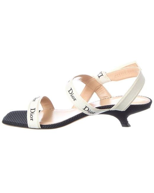 Dior White J A 38 Cotton & Leather Sandal