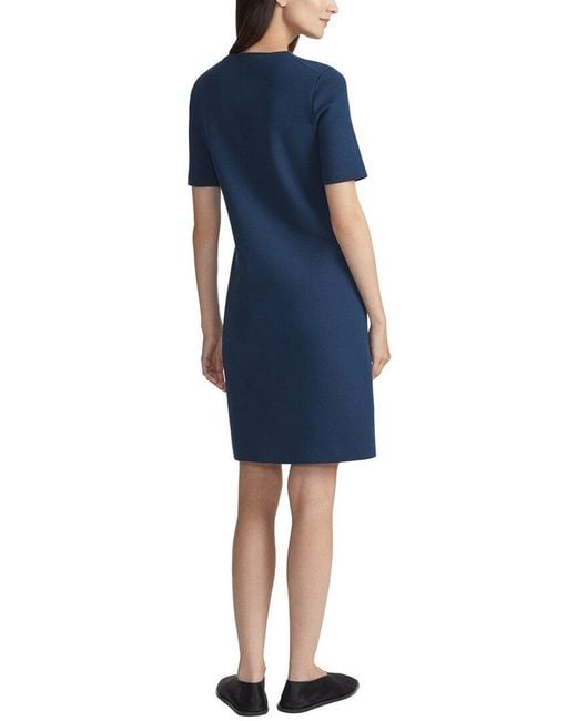 Lafayette 148 New York Blue Short Sleeve Knit Dress