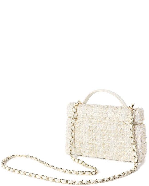 Tiffany & Fred Paris Natural Tweed & Leather Mini Top-Handle Bag