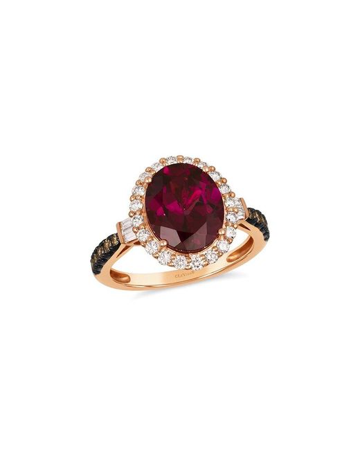 Le Vian Red Semi Precious 14K Rose 4.51 Ct. Tw. Diamond & Rhodolite Ring