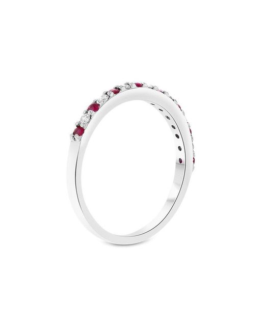 LEVARON White 14K 0.35 Ct. Tw. Diamond & Ruby Stackable Ring