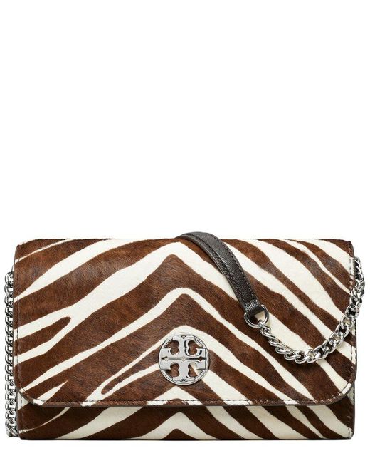 Tory Burch Brown Willa Haircalf Chain Wallet