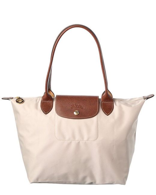 Longchamp White Le Pliage Small Nylon Long Handle Tote