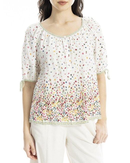 Max Studio White Tie-Sleeve Blouse