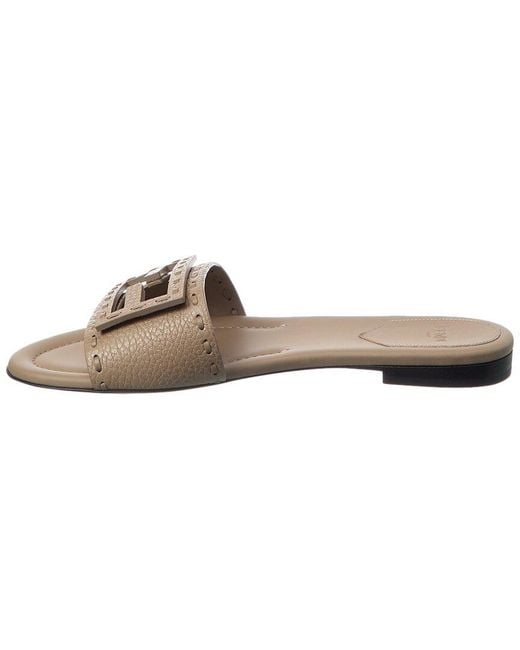 Fendi Brown Ff Baguette Leather Sandal