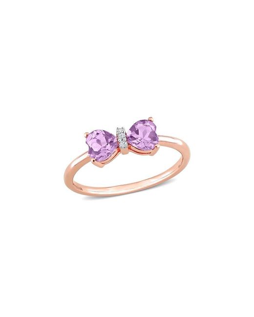 Rina Limor Pink 10k Rose Gold 0.81 Ct. Tw. Diamond & Amethyst Bow Ring