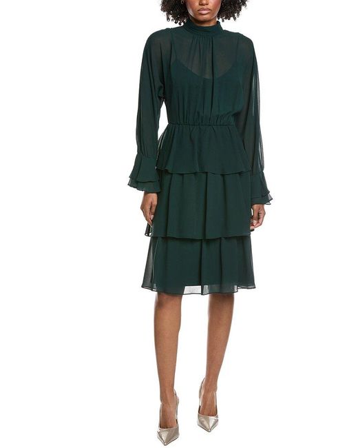 Mikael Aghal Green Solid Midi Dress