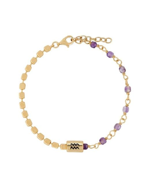 Karma and Luck Metallic Zodiac Plated Amethyst Beaded Bracelet
