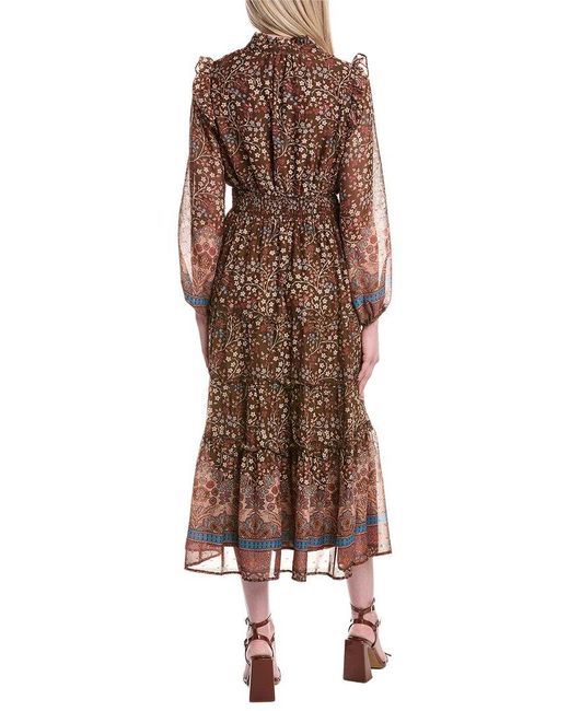 Fate Brown Print Midi Dress