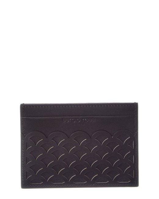 Sergio Rossi Purple Logo Leather Card Case