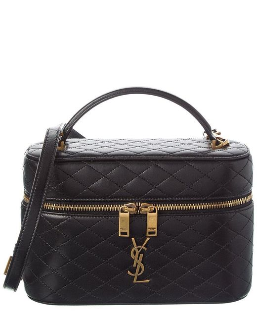 Saint Laurent Black Gaby Large Leather Cosmetic Case