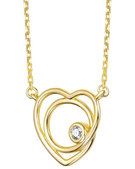 Genevive Jewelry Metallic Rachel Glauber 14K Plated Cz Heart Shaped Necklace
