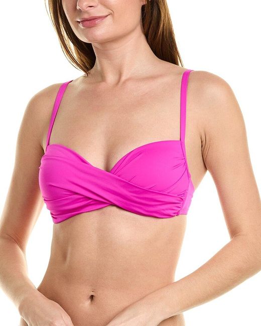 La Blanca Pink Wrap Off-the-shoulder Triangle Top