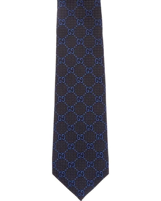 Gucci Blue Interlocking G Silk Tie for men