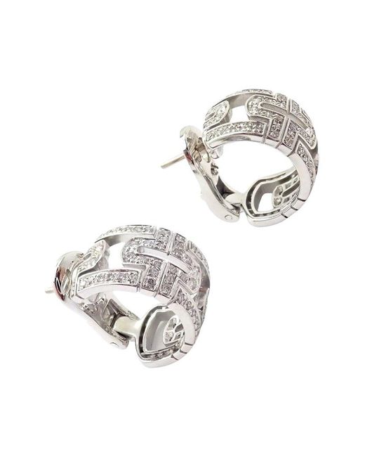 BVLGARI White Parentesi 18K 1.50 Ct. Tw. Diamond Huggie Earrings (Authentic Pre- Owned)