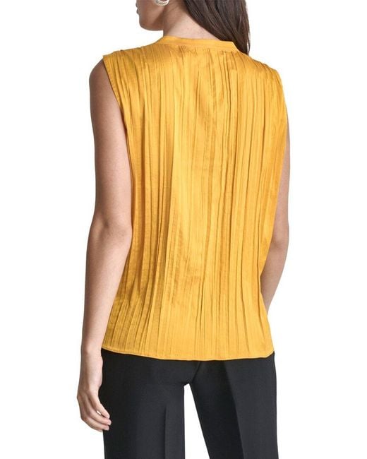 DKNY Yellow Sleeveless Crinkle Top