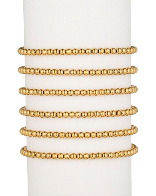 Eye Candy LA Natural Elisa 6 Piece 4mm Beaded Ball Bracelet Set