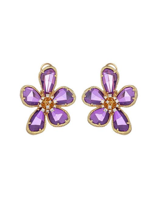 Eye Candy LA Pink Kolab Purple Flower Earrings