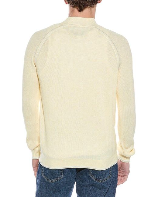 Raffi Natural English Rib 1/4-Zip Mock Neck Sweater for men