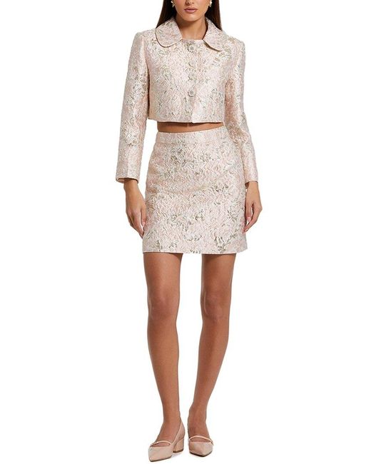 Mac Duggal Natural Brocade Mini Skirt