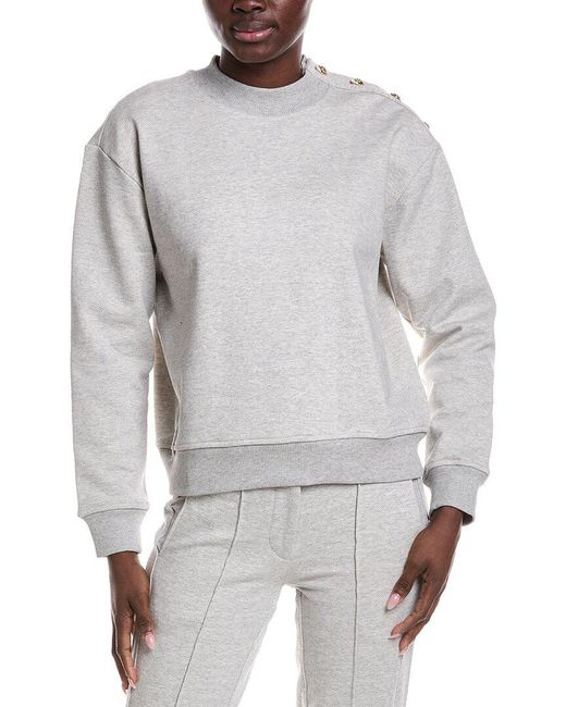 10 Crosby Derek Lam Gray Hylda French Terry Button Shoulder Sweatshirt