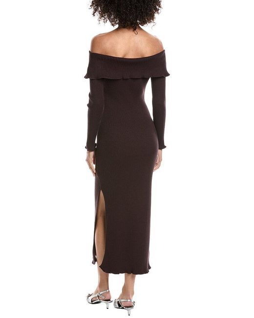AMUR Brown Meadow Lettuce Edge Midi Dress