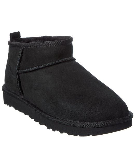 Ugg Black Classic Ultra Mini Suede & Shearling Boot