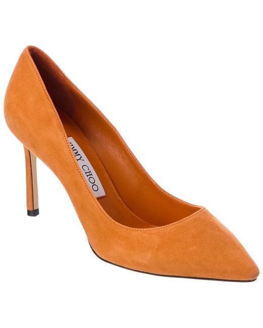 Jimmy Choo Orange Romy 85 Suede Pump