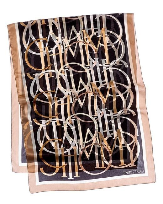 Jimmy Choo Black Logo Silk Scarf