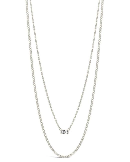 Sterling Forever White Cz Layered Necklace