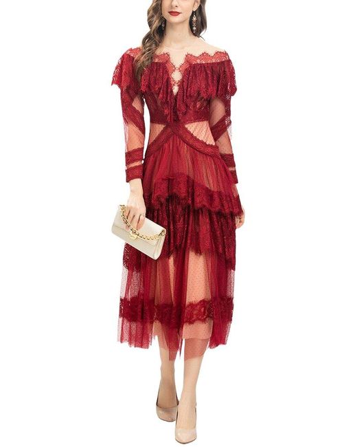 LIONELLO SALVI Red Midi Dress