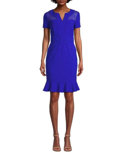 Shani Blue Solid Mini Dress