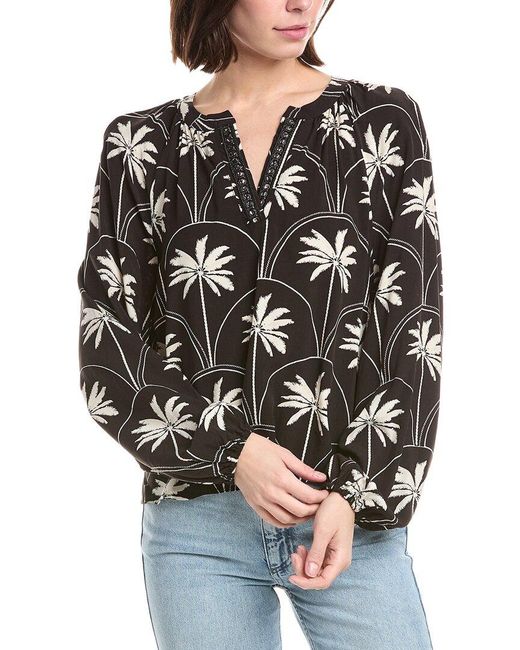 NVLT Black Challis V Neck Blouse
