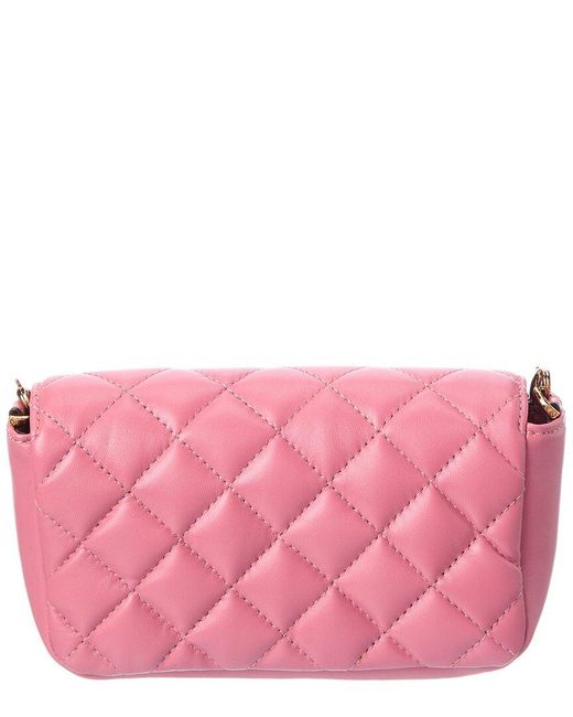 Versace Pink Iconic Leather Wallet On Chain